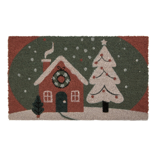 Covoras Craciun intrare casa fibre cocos 75x45x1 cm