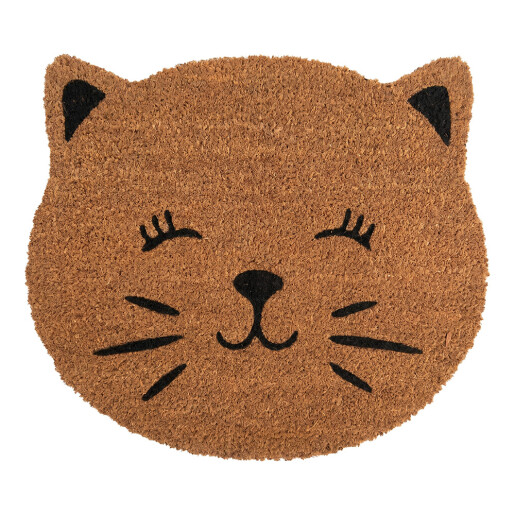 Covoras intrare casa PVC fibre cocos maro negru Pisicuta 50x44x1 cm