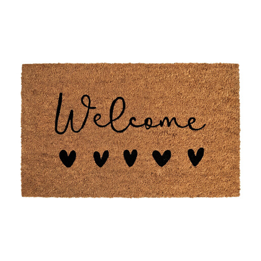 Covoras intrare casa PVC fibre cocos maro negru Welcome 75x45x1 cm