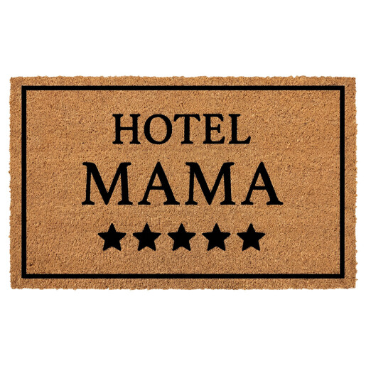 Covoras intrare casa PVC fibre cocos maro negru Hotel Mama 75x45x1 cm