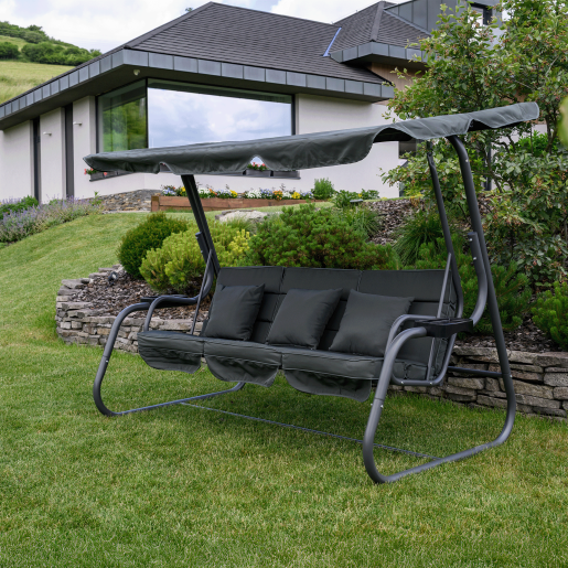 Leagan gradina 3 locuri gri Mija 219x130x168 cm