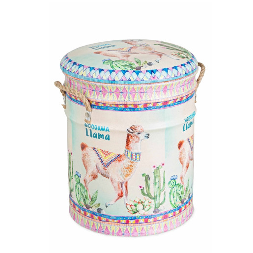 Taburet cu spatiu depozitare piele ecologica Lama Ø31 cm x 37 h