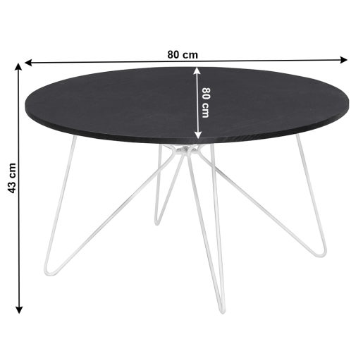 Masuta mdf metal stejar negru alb Mikel 80x80x43 cm