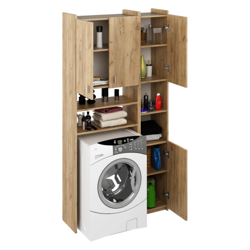 Dulap deasupra maşinii de spalat cu raft, stejar artisan, Mirali 96x32x190 cm