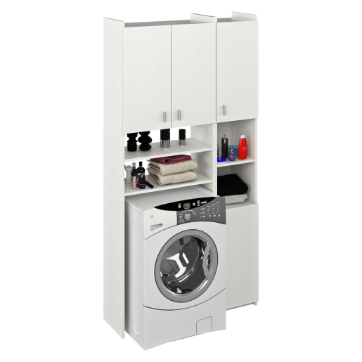 Dulap deasupra maşinii de spalat cu raft, DTD laminat alb, Mirali 96x32x190 cm
