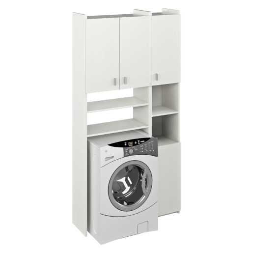 Dulap deasupra maşinii de spalat cu raft, DTD laminat alb, Mirali 96x32x190 cm