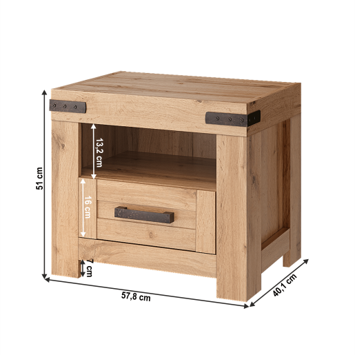 Noptiera DTD stejar wotan Moratiz 57,8x40,1x51 cm