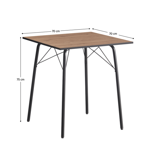 Masa dining MDF stejar artisan neagra Nalak 70x70x75 cm