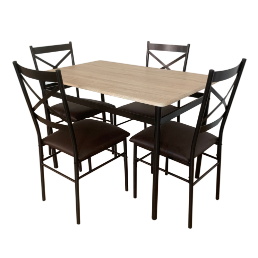Set masa 4 scaune stejar sonoma negru maro Naren 110x70x75 cm