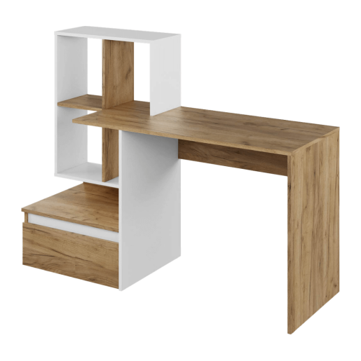 Birou DTD stejar artisan alb Nereo 145x52x111.6 cm