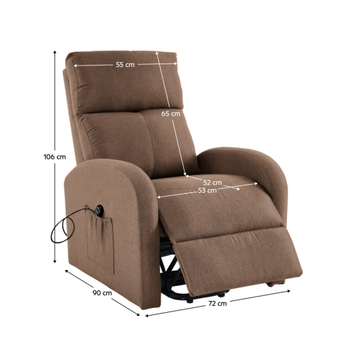 Fotoliu de relaxare pozitionabil maro Neris 72x90-161x86-105 cm 