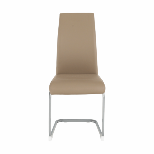 Scaun dining piele ecologica maro taupe metal gri Nobata 42x56x99 cm