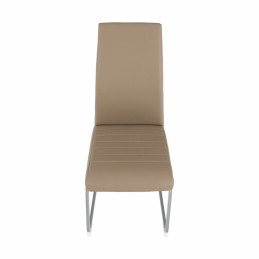 Scaun dining piele ecologica maro taupe metal gri Nobata 42x56x99 cm