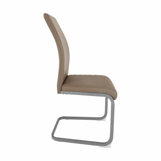 Scaun dining piele ecologica maro taupe metal gri Nobata 42x56x99 cm