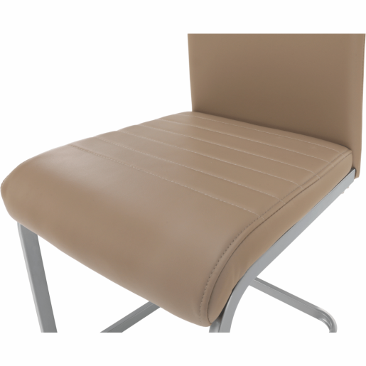 Scaun dining piele ecologica maro taupe metal gri Nobata 42x56x99 cm