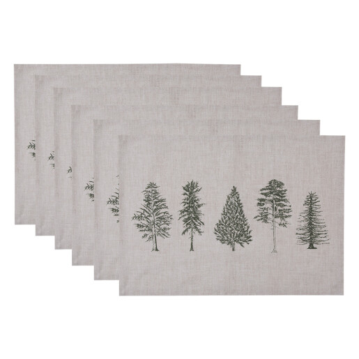 Set 6 suporturi farfurii bumbac bej verde Brazi (6) 48x33 cm