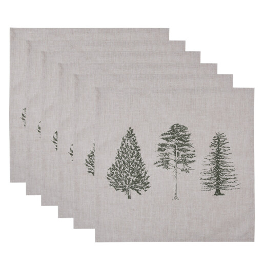 Set 6 servetele bumbac bej verde Brazi (6) 40x40 cm
