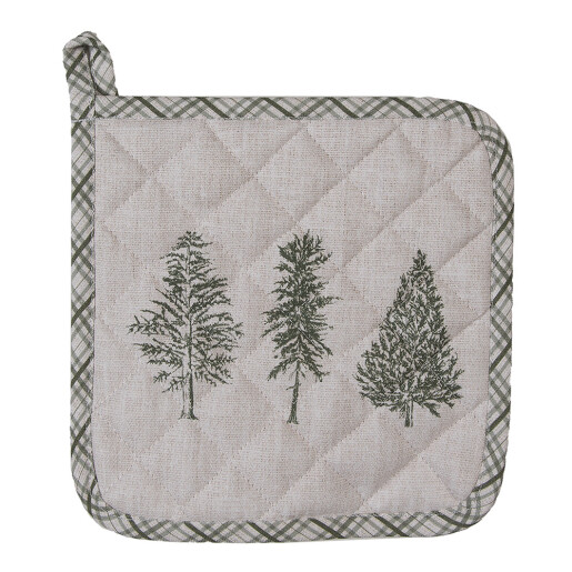 Servet termic bucatarie bumbac bej verde Brazi 20x20 cm