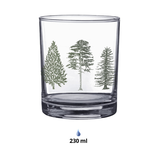 Set 6 pahare sticla Tree 7x9 cm, 230 ml