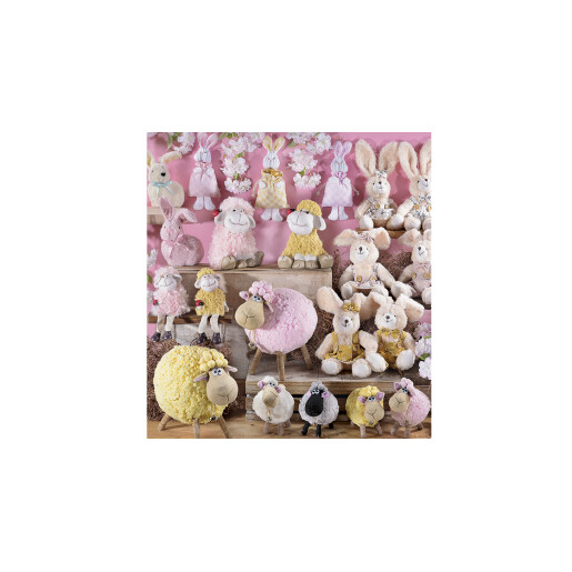 Set 2 figurine Oite din textil roz galben 23x15x21 cm