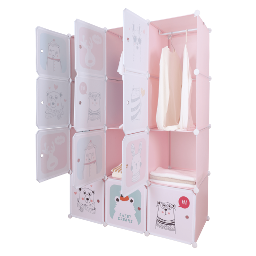 Dulap modular pentru copii roz Nurmi 111x47x147 cm 