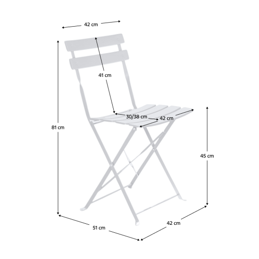 Set masa scaune gradina otel alb Obax 59.5x59.5x71 cm, 42x51x81 cm 