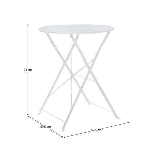 Set masa scaune gradina otel alb Obax 59.5x59.5x71 cm, 42x51x81 cm 