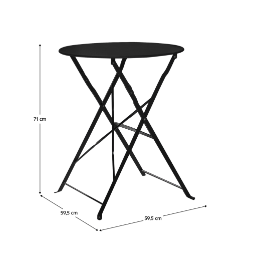 Set masa scaune gradina otel negru Obax 59.5x59.5x71 cm, 42x51x81 cm
