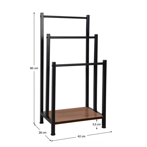 Suport prosoape negru maro Ogin 42x28x80 cm
