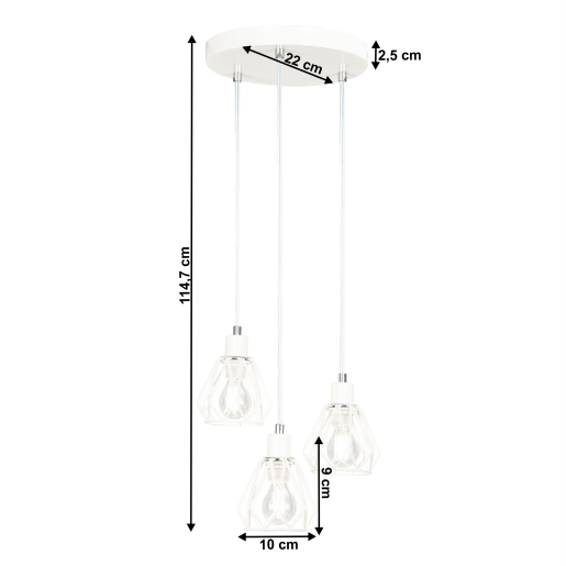 Lustra metal alb Okira 22x22x114.7 cm
