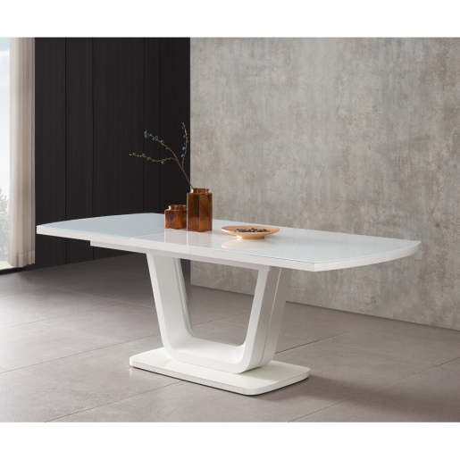 Masa dining extensibila alb lucios Olav 160-200x90x75 cm