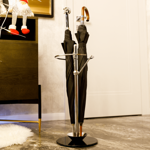 Suport umbrele crom sticla neagra Oldo 26x26x60 cm