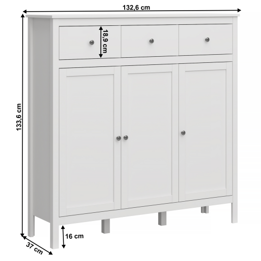Comoda DTD alb Olje 132.6x37x133.6 cm 