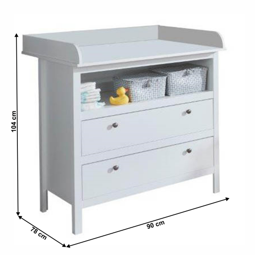 Comoda cu masa de infasat DTD alb Olje 90x78x104 cm