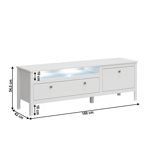Comoda TV DTD alb Olje 160x42x54.5 cm 