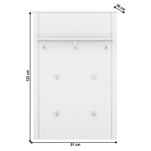 Cuier perete DTD alb Olje 81x26x122 cm 