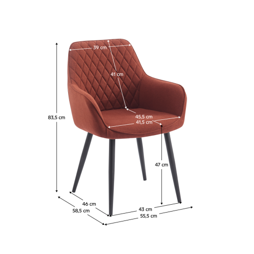 Fotoliu de design textil maro metal negru Oskor 55.5x58.5x83.5 cm