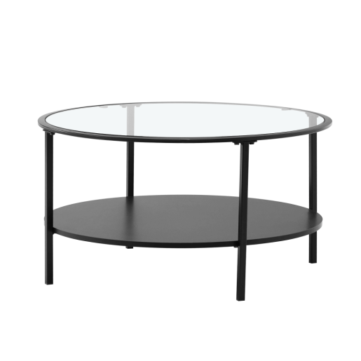 Masuta sticla metal negru Parlan 80x43 cm