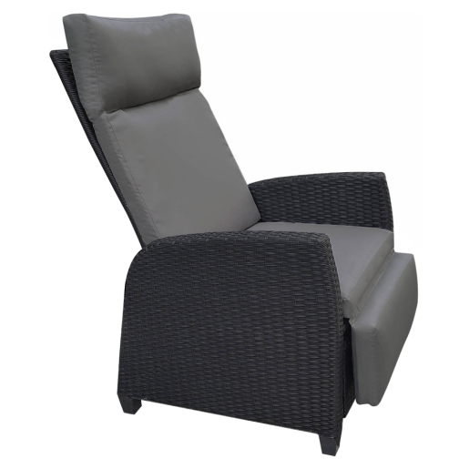 Scaun pozitionabil de gradina, negru/gri, Pavio 60x82x104 cm