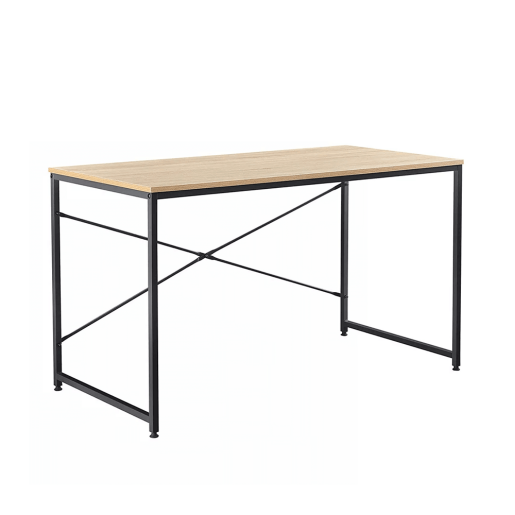 Birou cu blat mdf natur stejar si picioare metal negru Mellora 100x60x72 cm