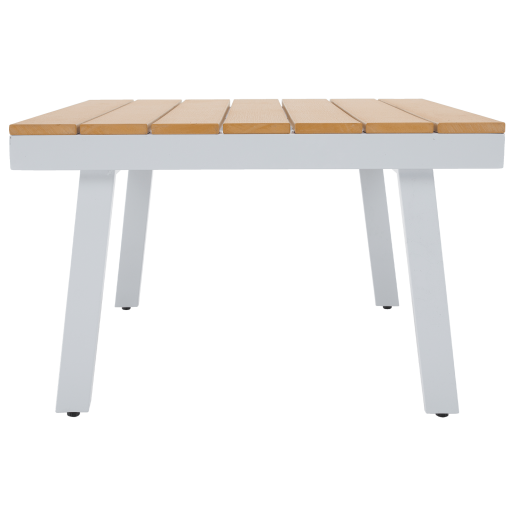 Set mobilier gradina otel alb stejar gri Pelor 258/182x75x65/79 cm, 70x70x45 cm