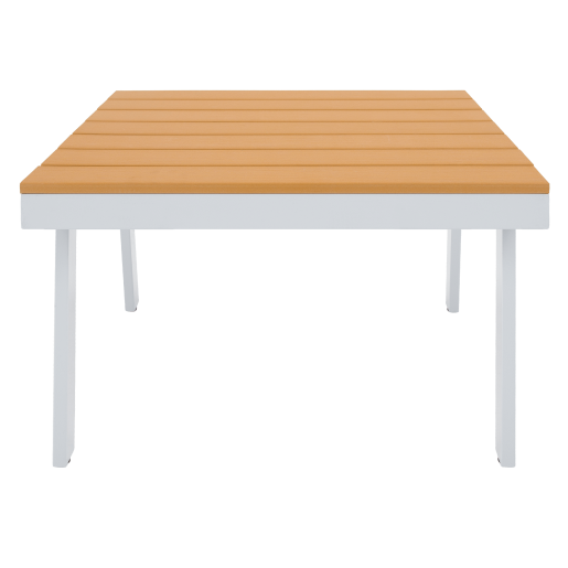 Set mobilier gradina otel alb stejar gri Pelor 258/182x75x65/79 cm, 70x70x45 cm