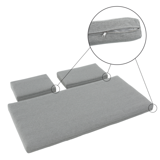 Set mobilier gradina otel alb stejar gri Pelor 258/182x75x65/79 cm, 70x70x45 cm