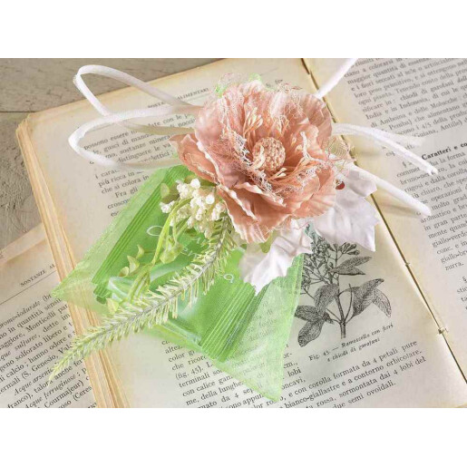 Set 3 Bujori artificiali maro verzi 22 cm