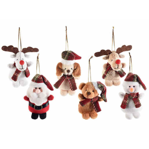 Set 6 ornamente brad Craciun textil 6x4x10 cm