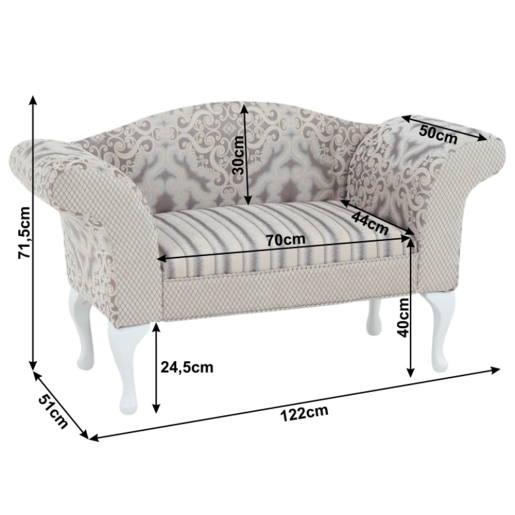 Canapea cu tapiterie textil crem gri si picioare lemn maro Fabricio 122x51x71.5 cm
