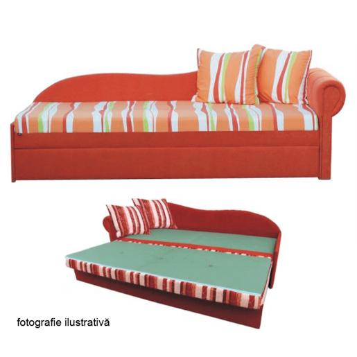 Canapea extensibila cu tapiterie textil portocaliu dreapta Aga 197x78x75 cm