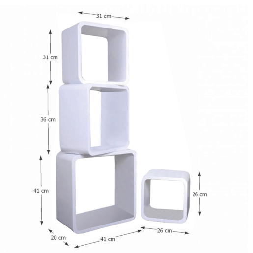 Set 4 etajere mdf alb Dido 41x20x41 cm