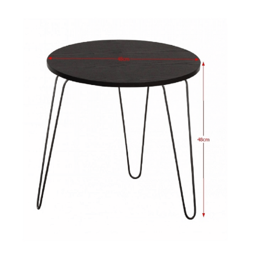 Masuta MDF metal stejar negru Ronin 48x48x48 cm