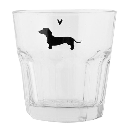 Set 6 pahare sticla neagra transparenta Catelus Ø 8x8 cm / 200 ml